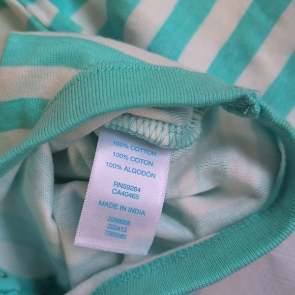 children's place aqua striped cotton long sleeve bodysuit 0-3 months baby unisex - Picture 4 of 5